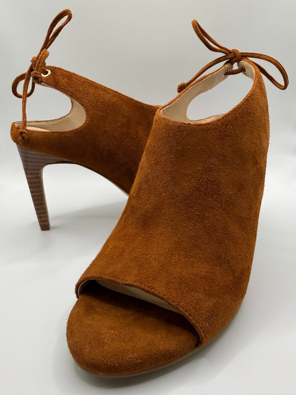Cole Haan 'Emmet' Tan Suede Peep Toe Stiletto Shootie SZ 7 1/2 B